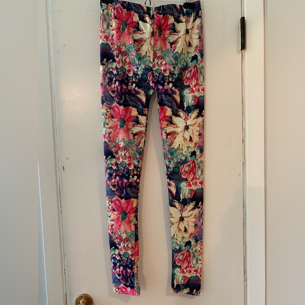 Girls floral silky tights